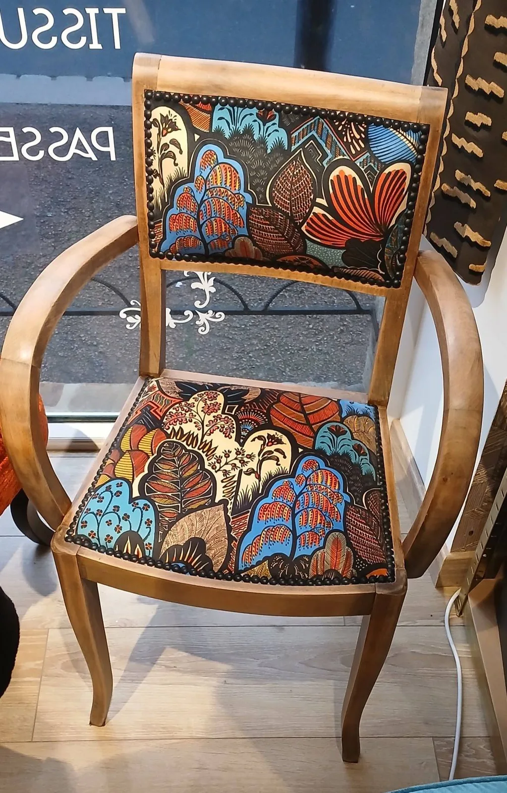 Fauteuil bridge tissu tropical